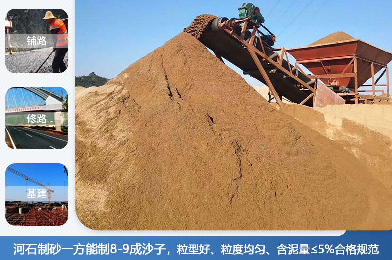 河石制砂一方能制幾成？河石制砂機設(shè)備有哪些？